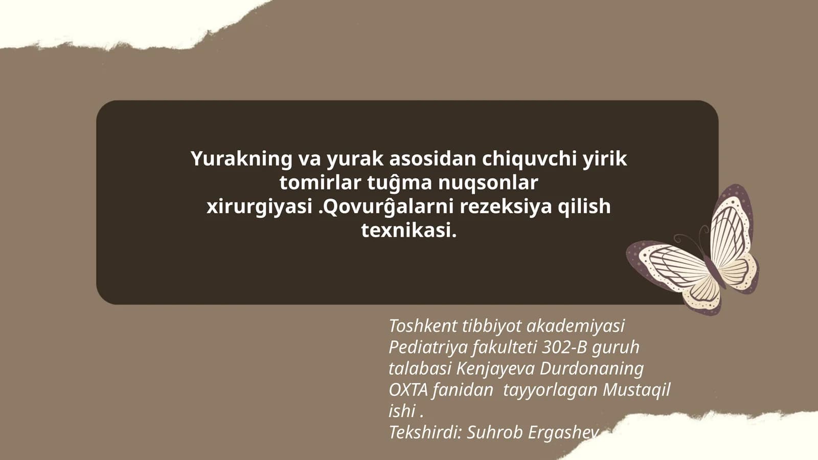 OXTA fanidan tayyorlagan Mustaqil ish