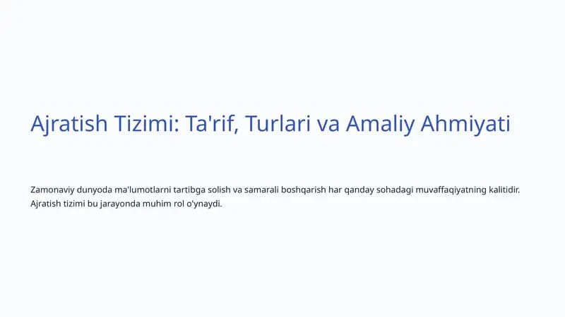 Ajratish Tizimi