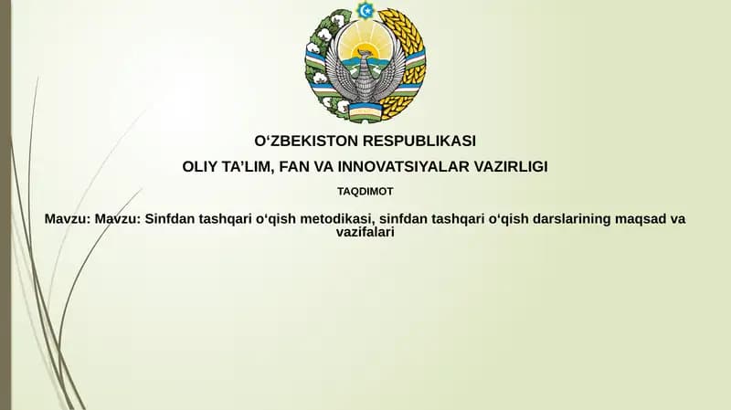 Sinfdan tashqari o'qish metodikasi