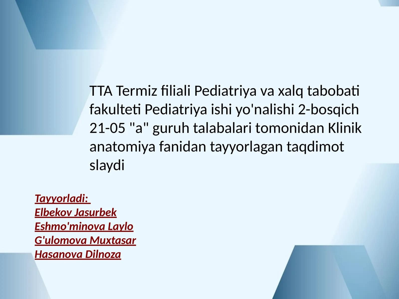 Klinik anatomiyani o'rganish
