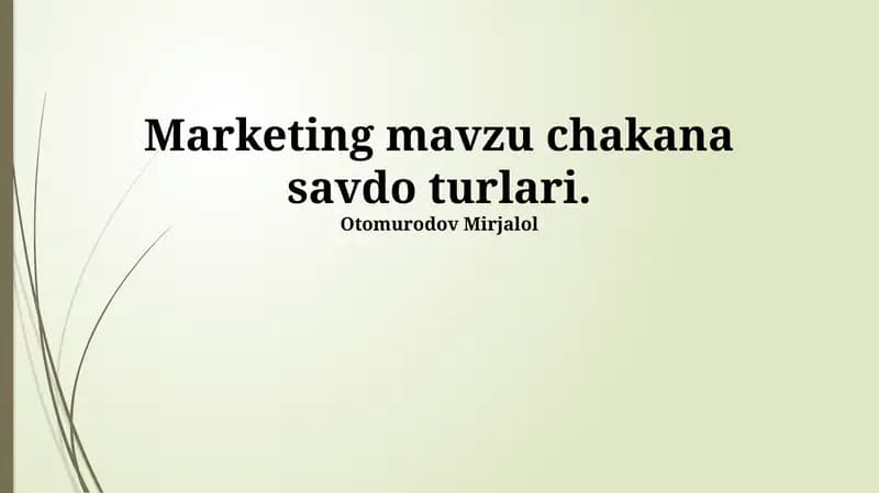 Chakana savdo marketingi