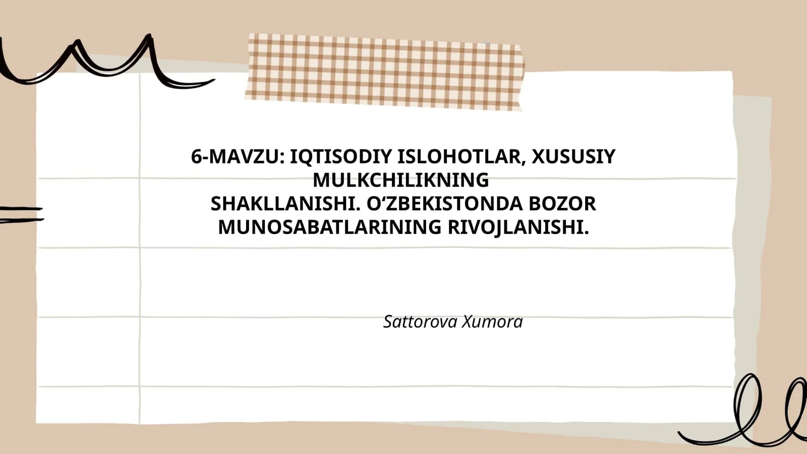 IQTISODIY ISLOHOTLAR, XUSUSIY MULKCHILIKNING SHAKLLANISHI