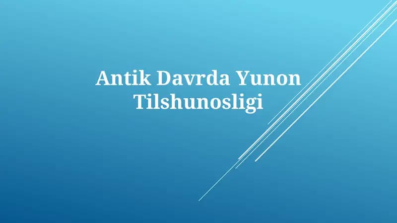 Antik DavrdaYunonTilshunosligi