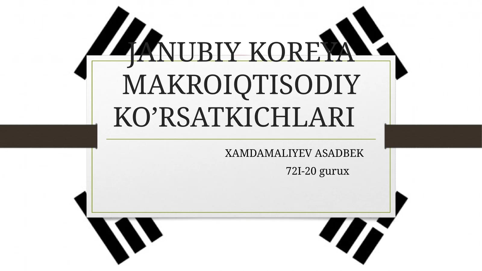 JANUBIY KOREYA MAKROIQTISODIY KO’RSATKICHLARI