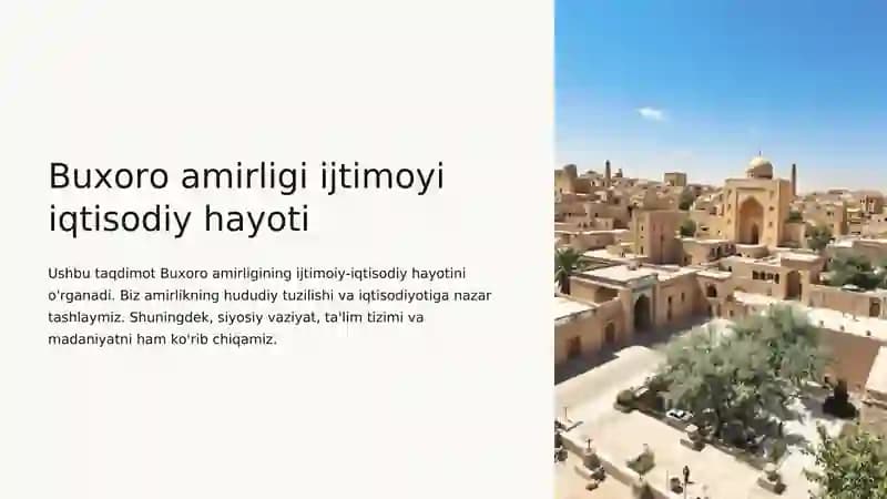 Buxoro amirligi ijtimoyi iqtisodiy hayoti