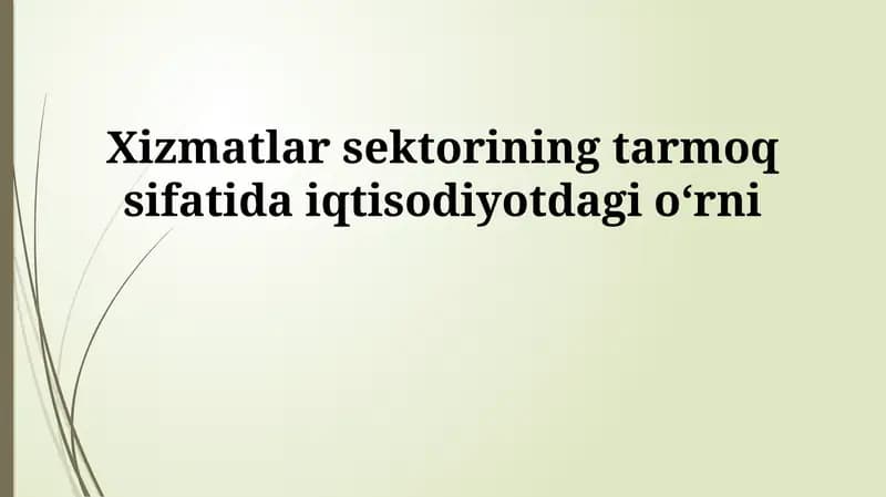 Xizmat ko'rsatish sohasi