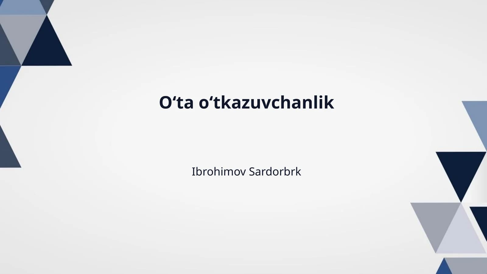 O‘ta o‘tkazuvchanlik