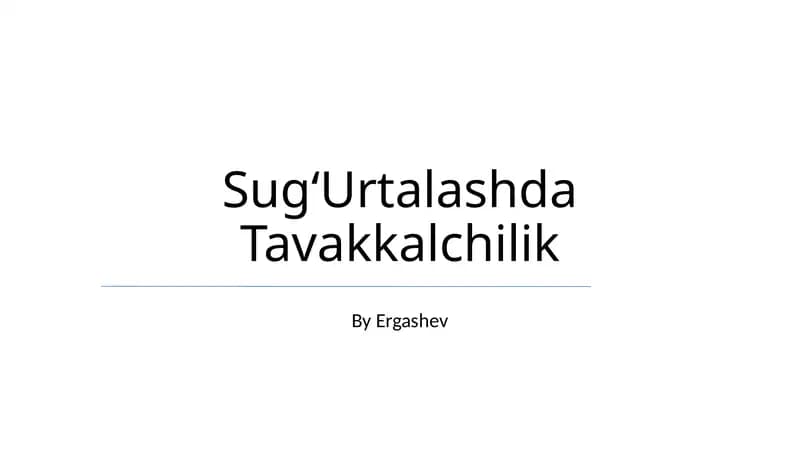 SugʻUrtalashda Tavakkalchilik