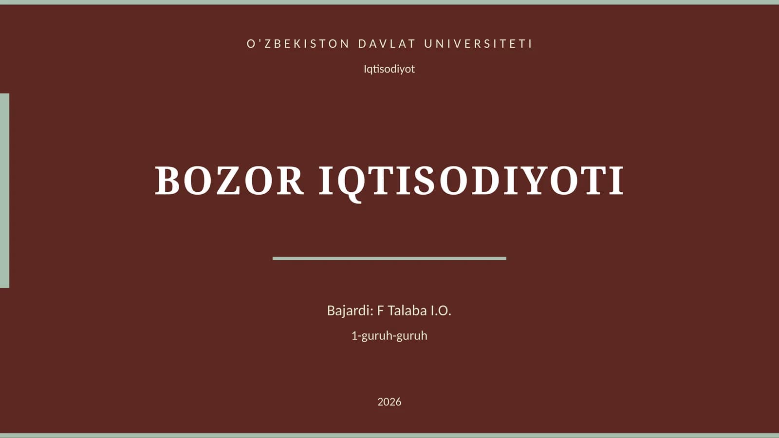 BOZOR IQTISODIYOTI
