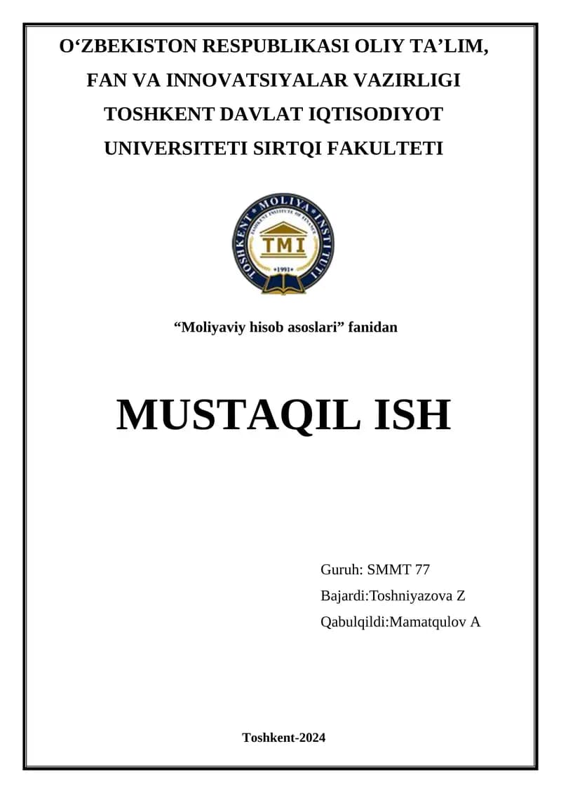 Moliyaviy hisob asoslari
