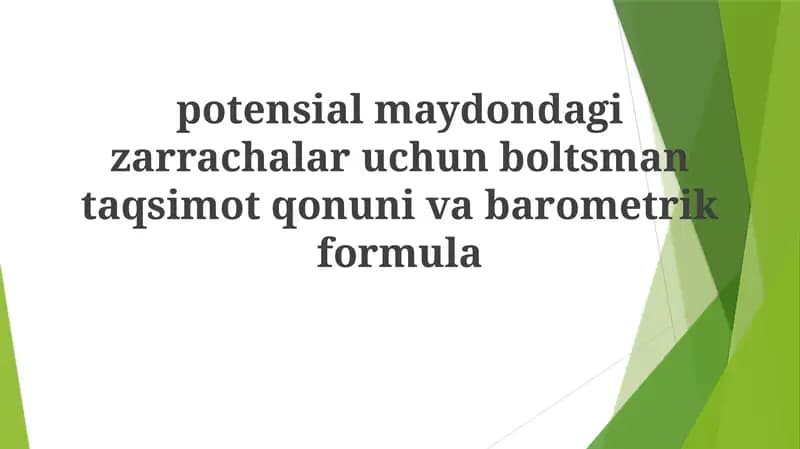 Boltzmann Taqsimoti