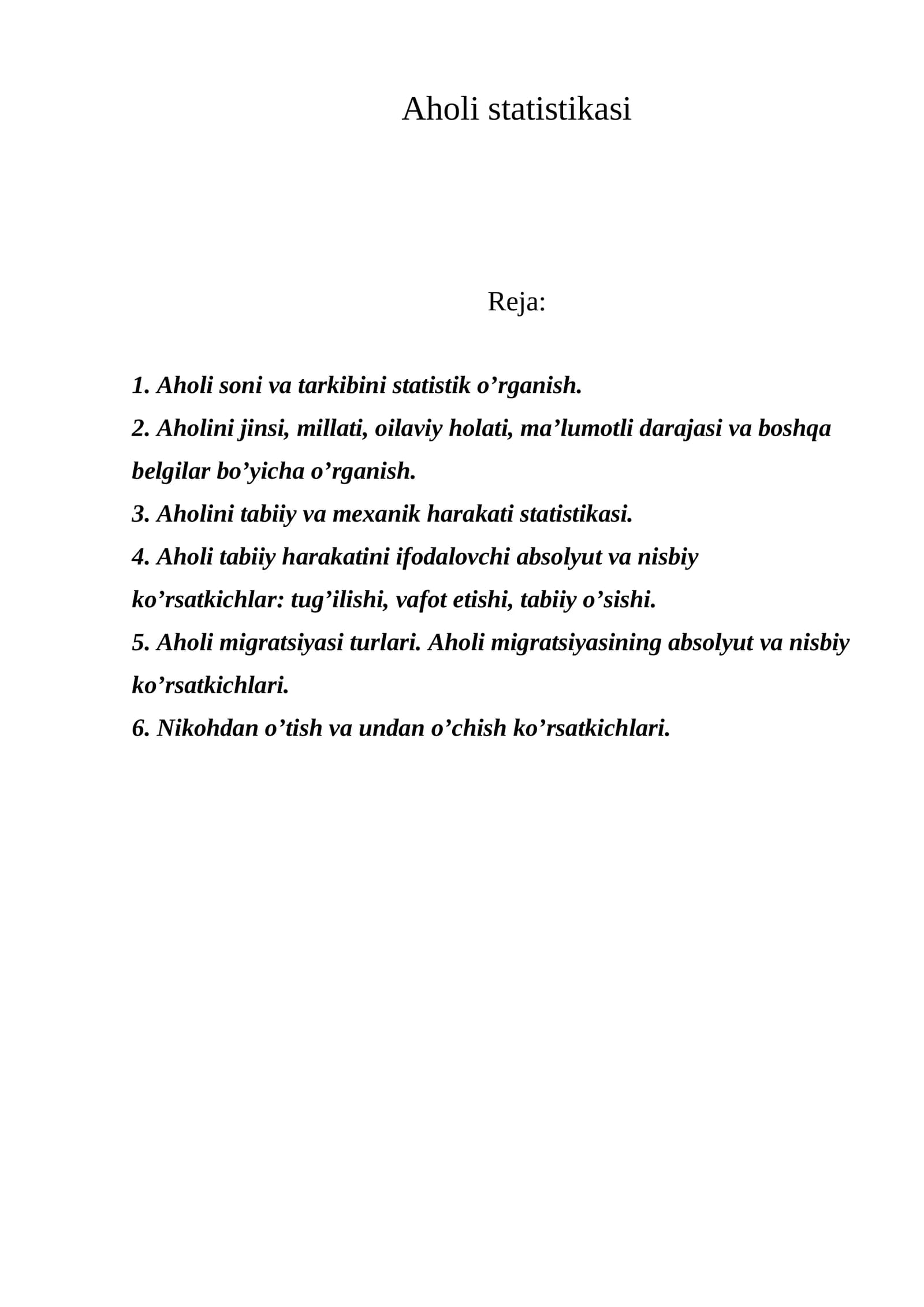 Aholi statistikasi