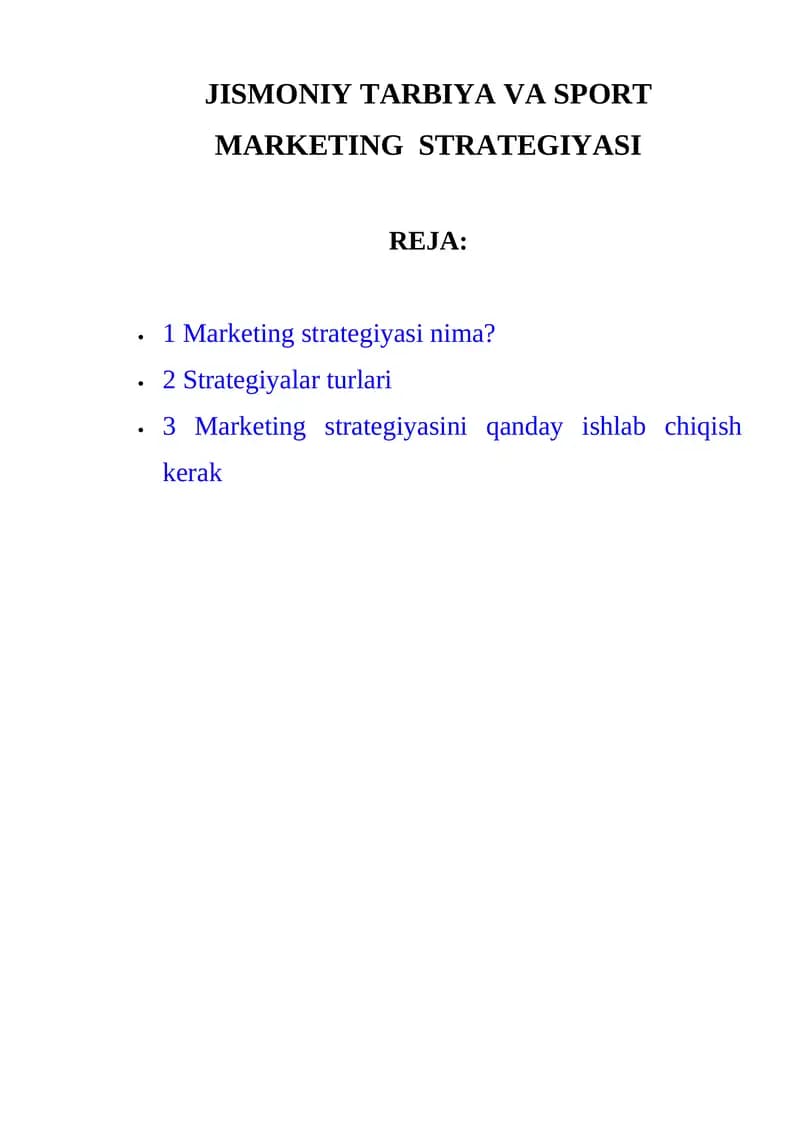 MARKETING STRATEGIYASI