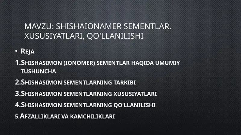 shishaionamer sementlar. xususiyatlari, qo'llanilishi