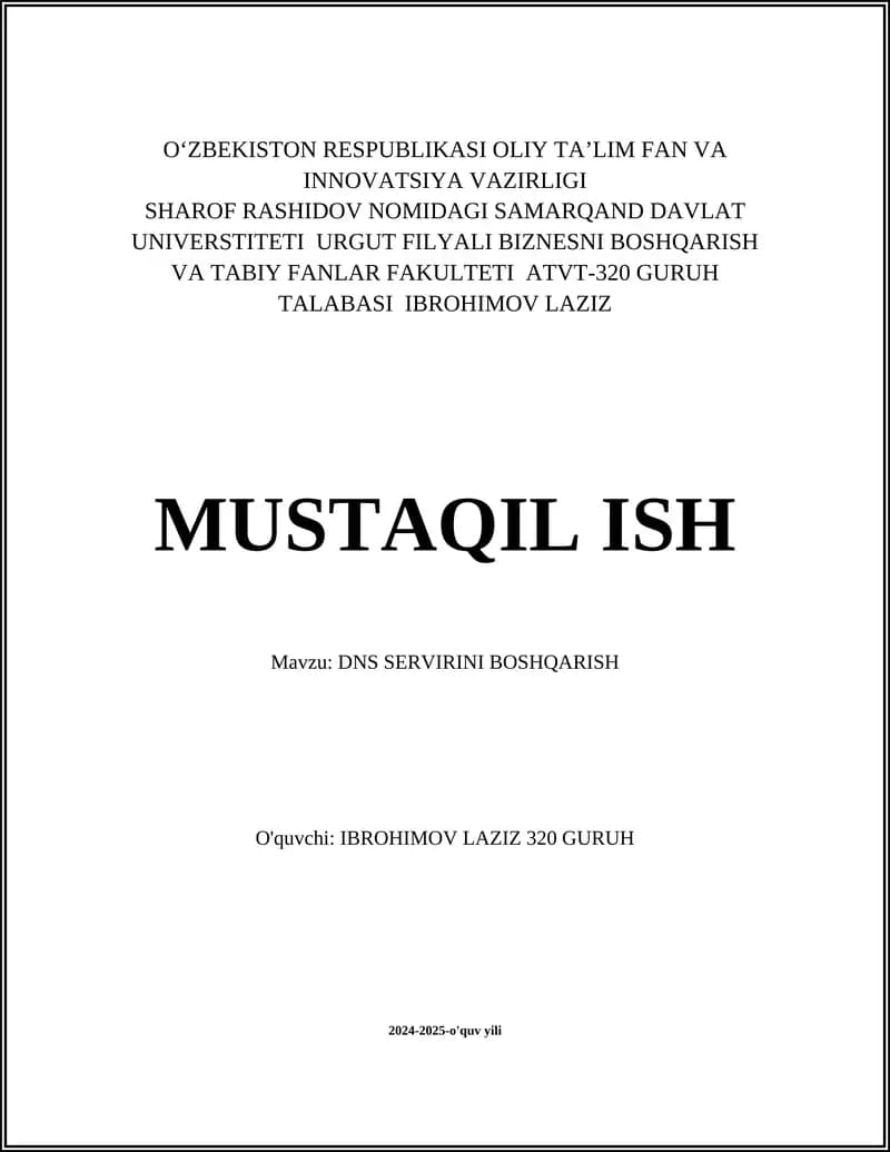 DNS SERVIRINI BOSHQARISH
