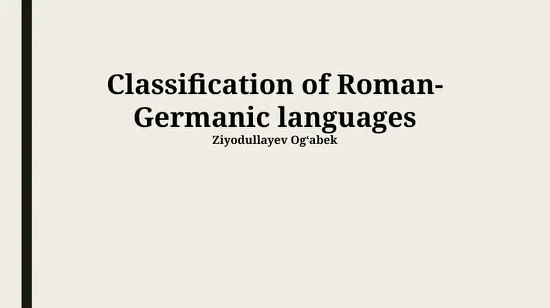 Classification of Roman-Germanic languages