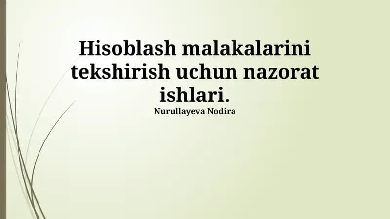 Nazorat ishlari Iqtisodiyot