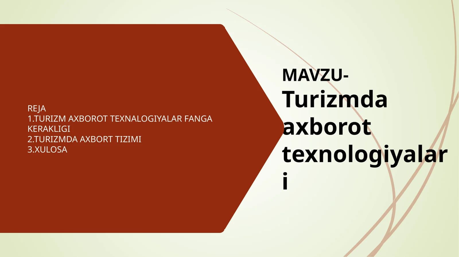 Turizmda axborot texnologiyalari