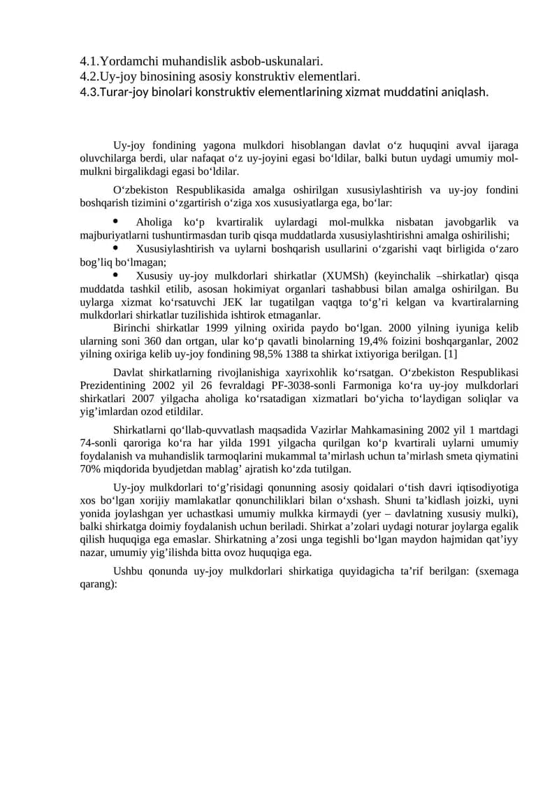 Turar-joy binolari konstruktiv elementlarining xizmat muddatini aniqlash