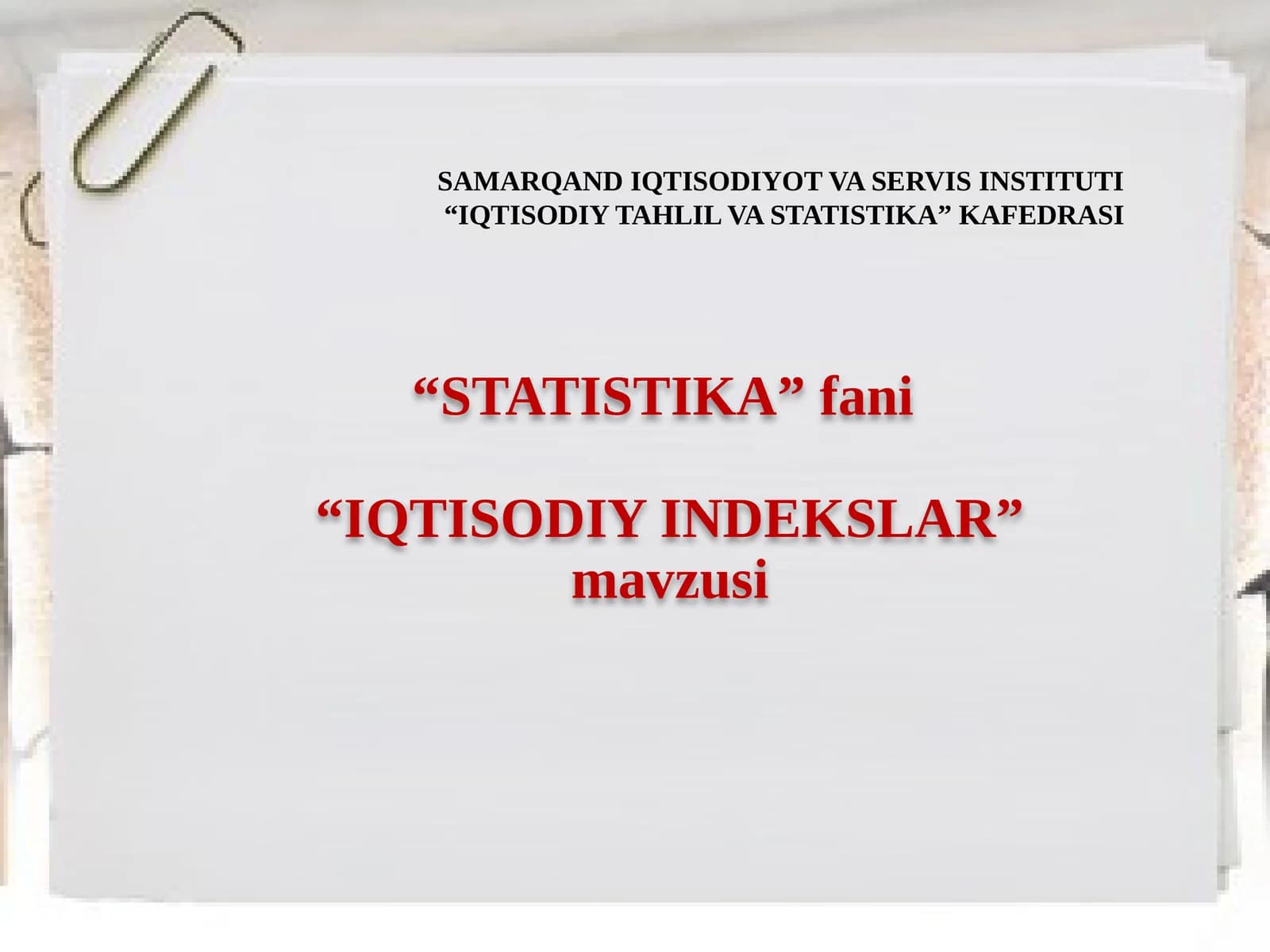 IQTISODIY INDEKSLAR