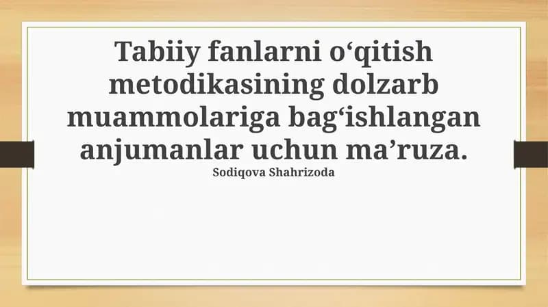Eksperimental o'qitish va amaliy mashg'ulotlar