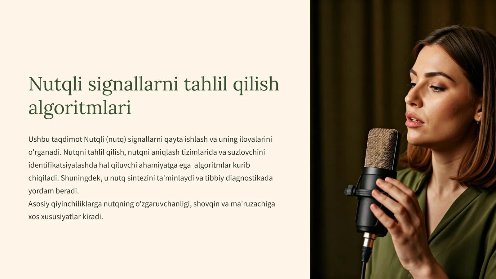 Nutqli signallarni tahlil qilish algoritmlari