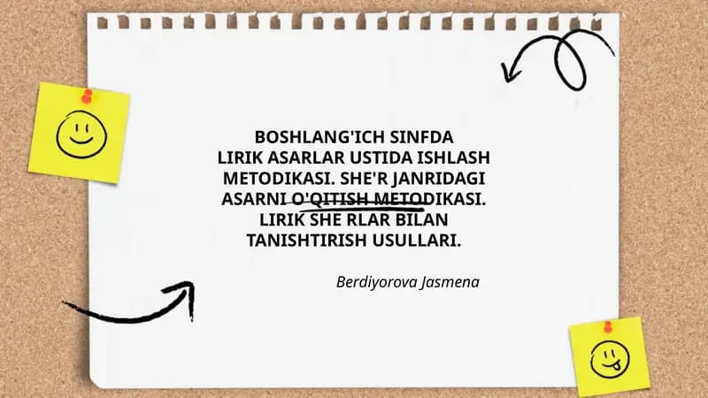 Lirik Asarlar Ustida Ishlash Metodikasi