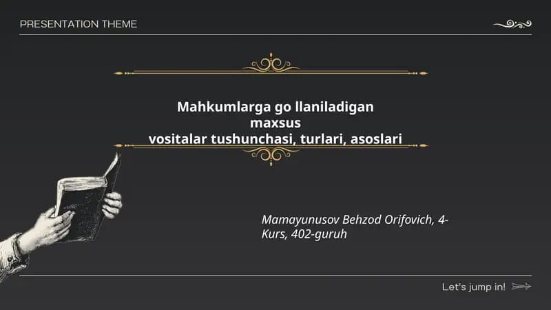 Mahkumlarga go`llaniladigan maxsus vositalar