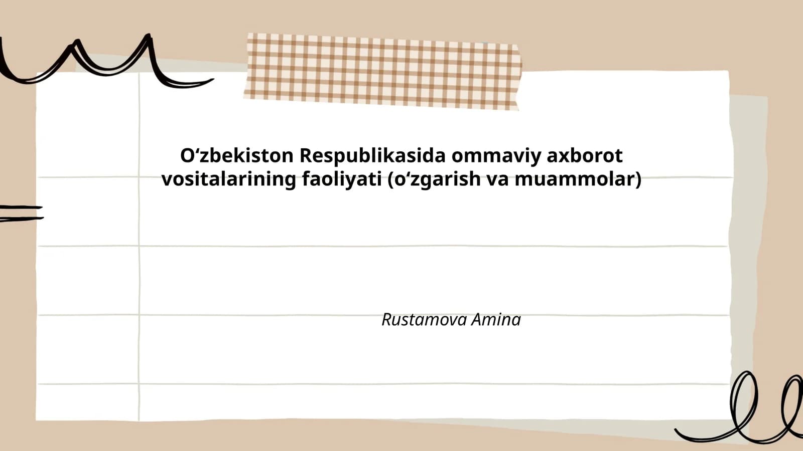 Oʻzbekiston Respublikasida ommaviy axborot vositalarining faoliyati (oʻzgarish va muammolar)