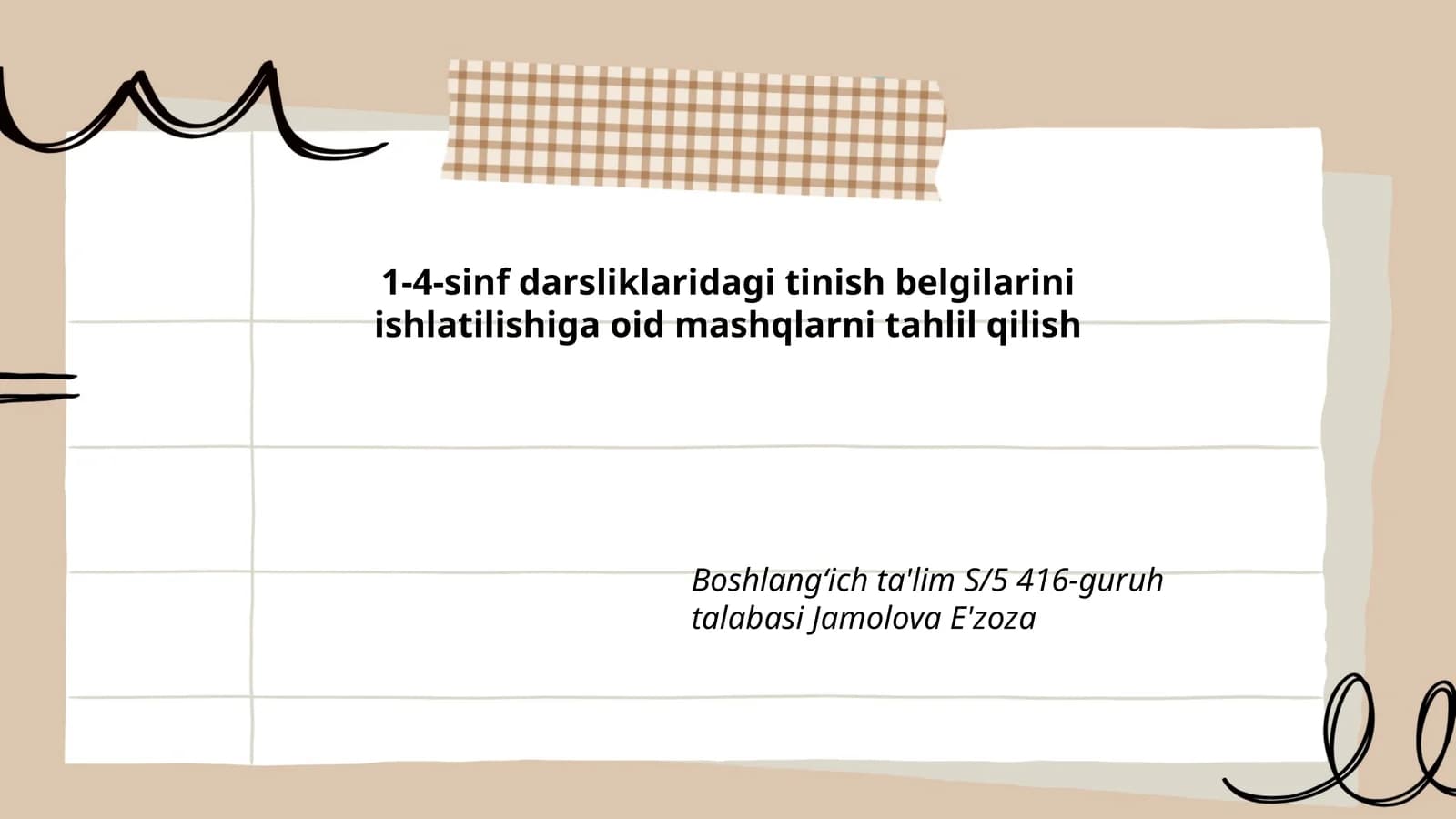 Tinish Belgilari Mashqlari