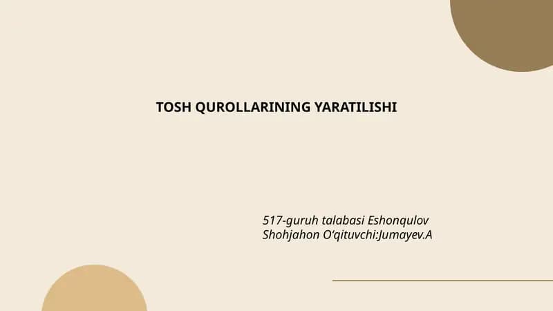 Tosh qurollarining yaratilishi