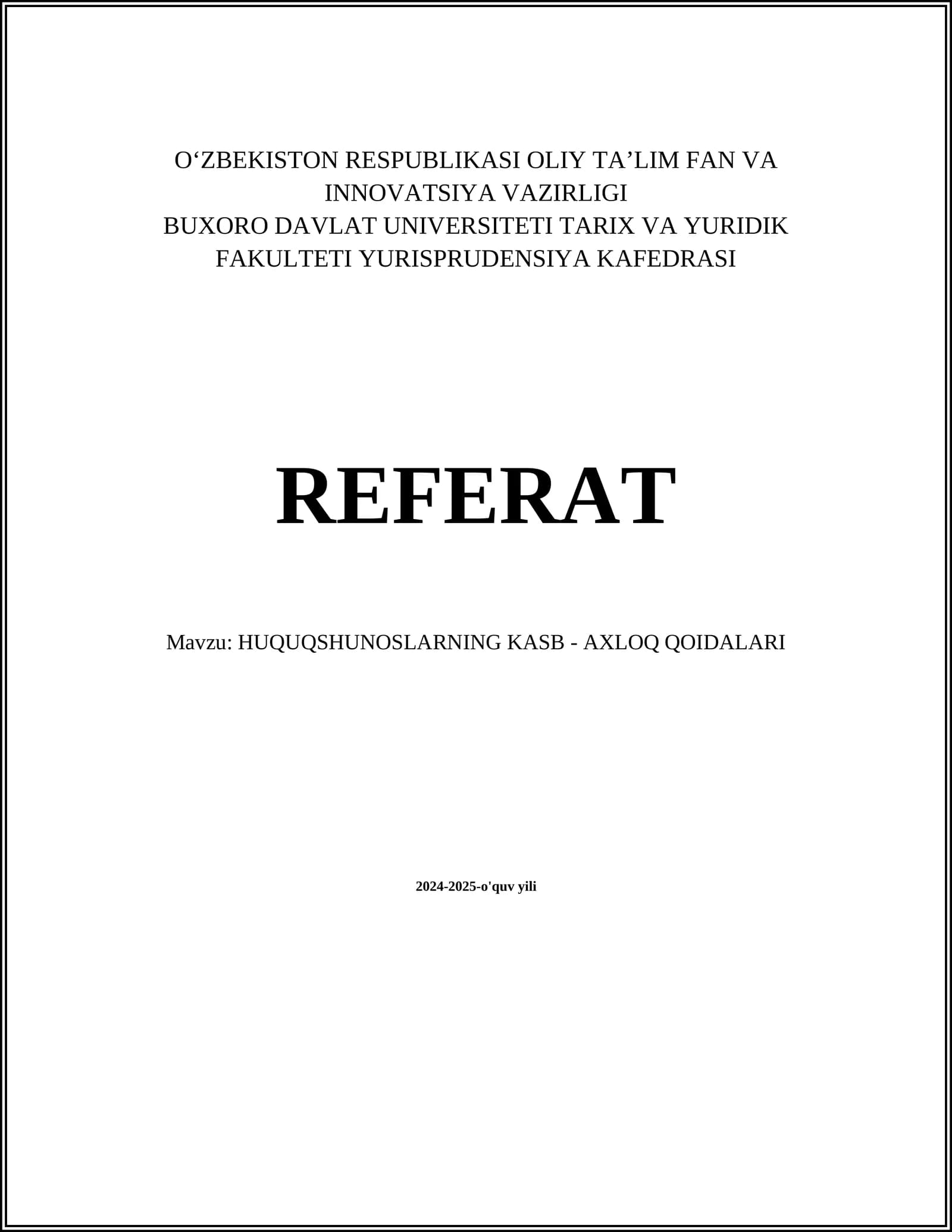 HUQUQSHUNOSLARNING KASB - AXLOQ QOIDALARI