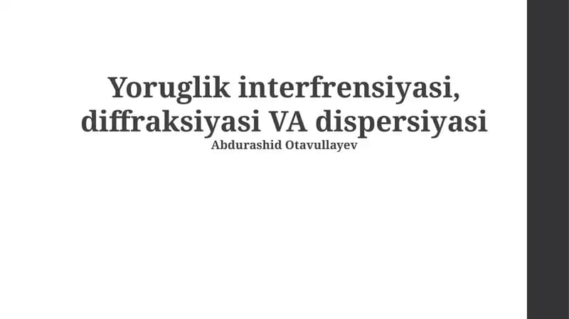 Yorug'likning Interferentsiyasi