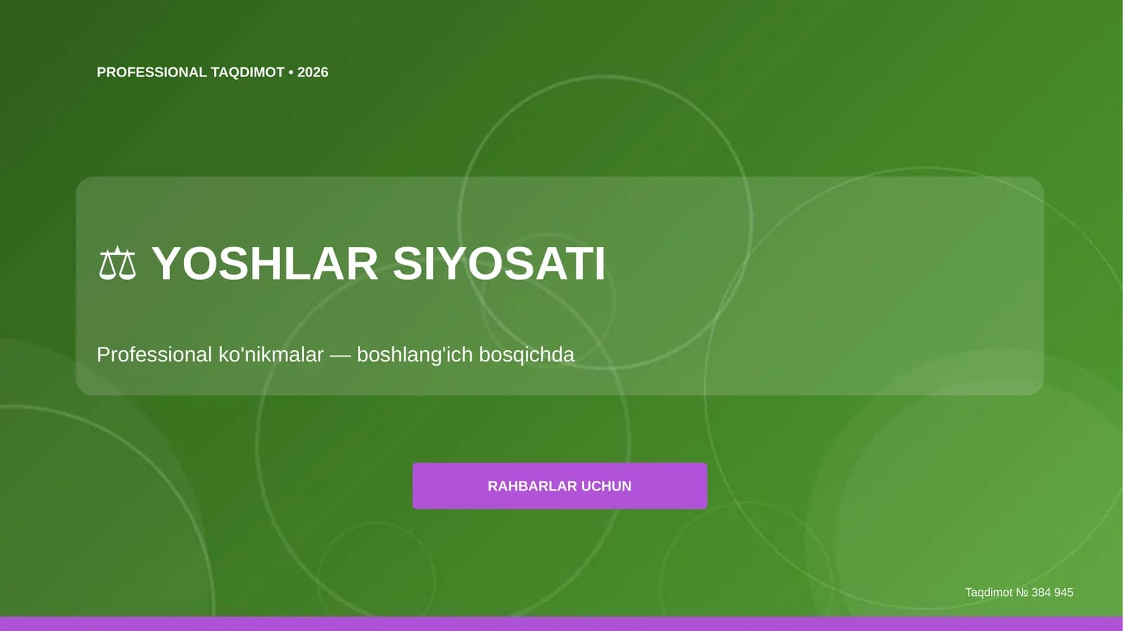 YOSHLAR SIYOSATI