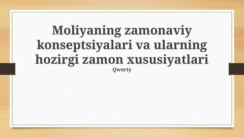 Moliyaviy savodxonlik va ta’lim