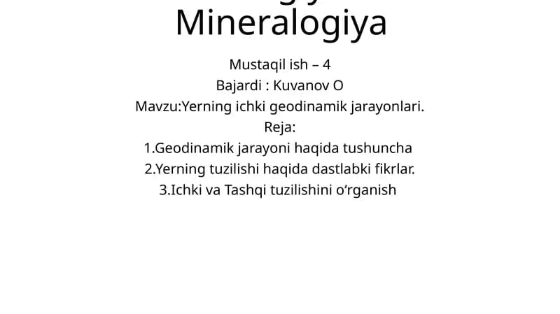 Geologiya va Mineralogiya