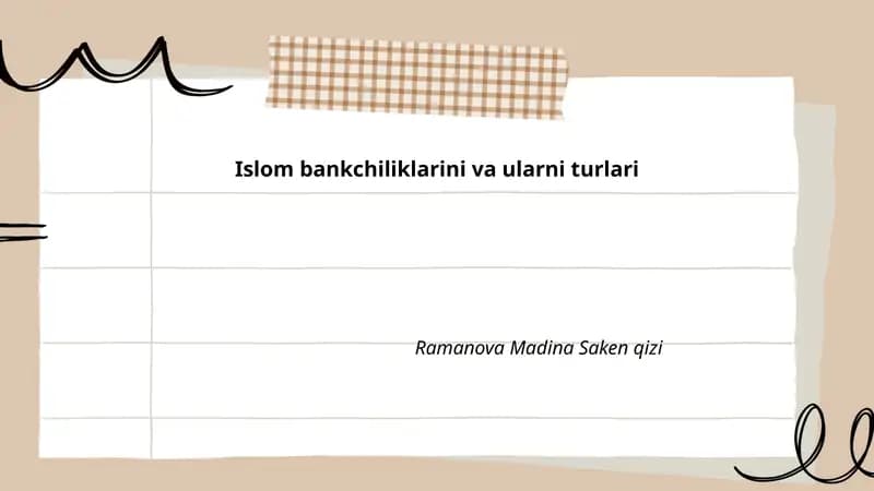 Islom bankchiliklarini va ularni turlari