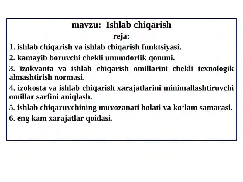 Ishlabchiqarish