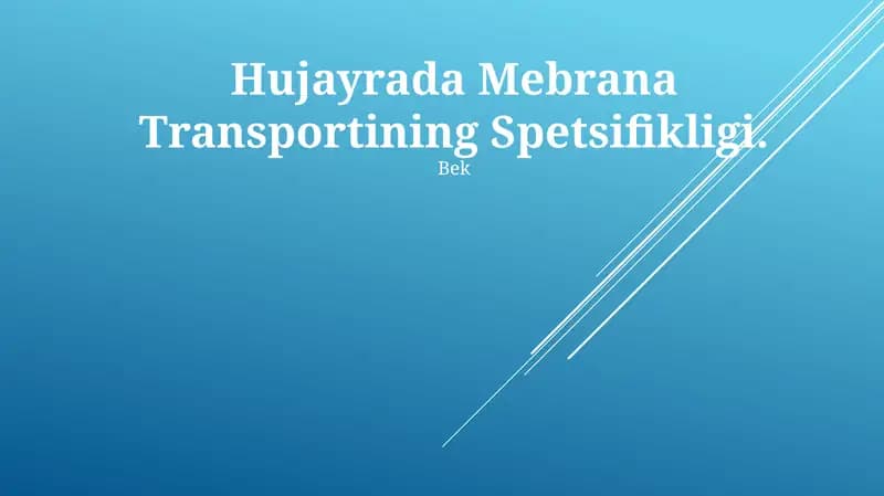 Diffuziya, faol transport, symport va antiport