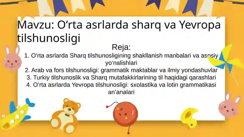 O‘rta asrlarda Sharq va Yevropa tilshunosligi