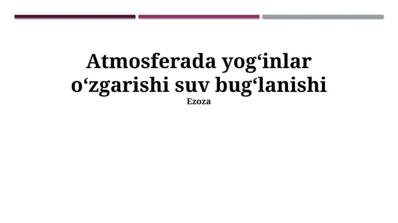 Namlikning qisqa muddatli o'zgarishlarini bashorat qilish