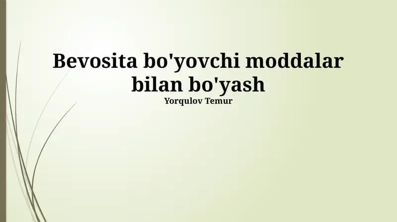 Bevosita bo'yovchi moddalar bilan bo'yash