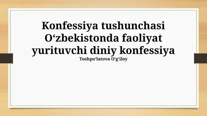 Diniy E'tiroflarning Taqqoslashi