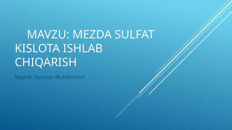 Mezdasulfat kislota ishlab chiqarish