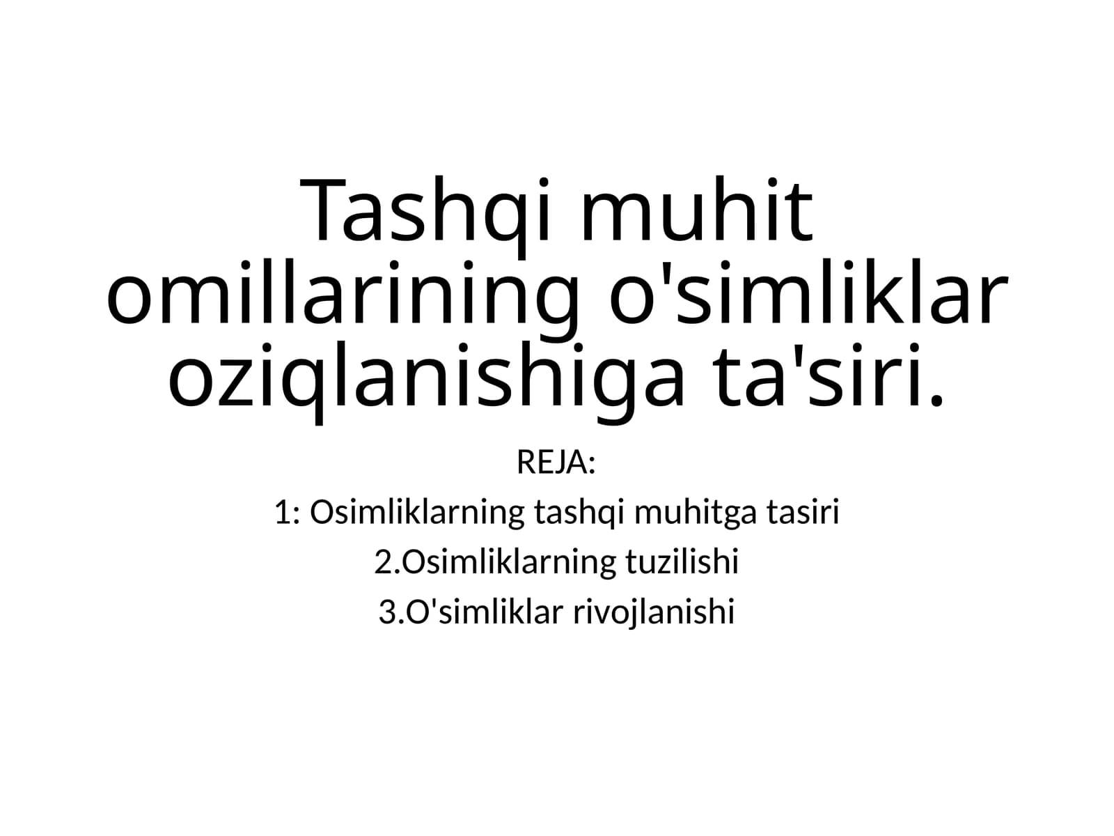 O'simliklar Oziqlanishi