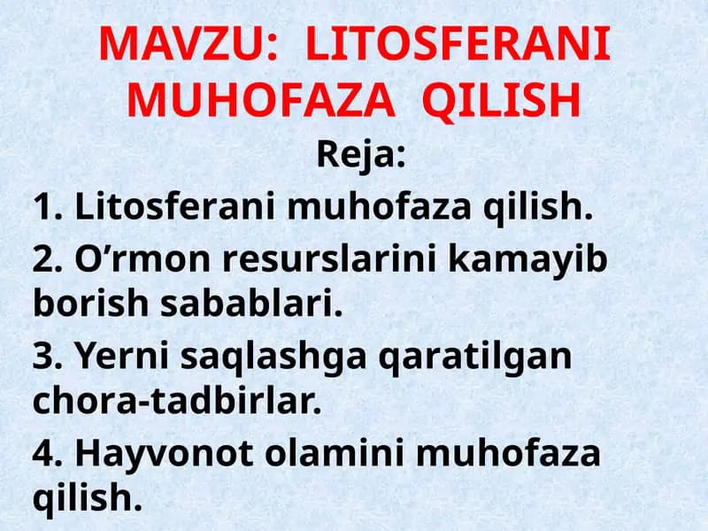 Litosfera ni muhofaza qilish