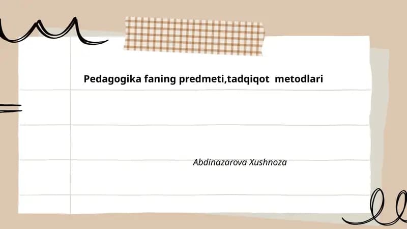 Pedagogika fanining predmeti va obyekti