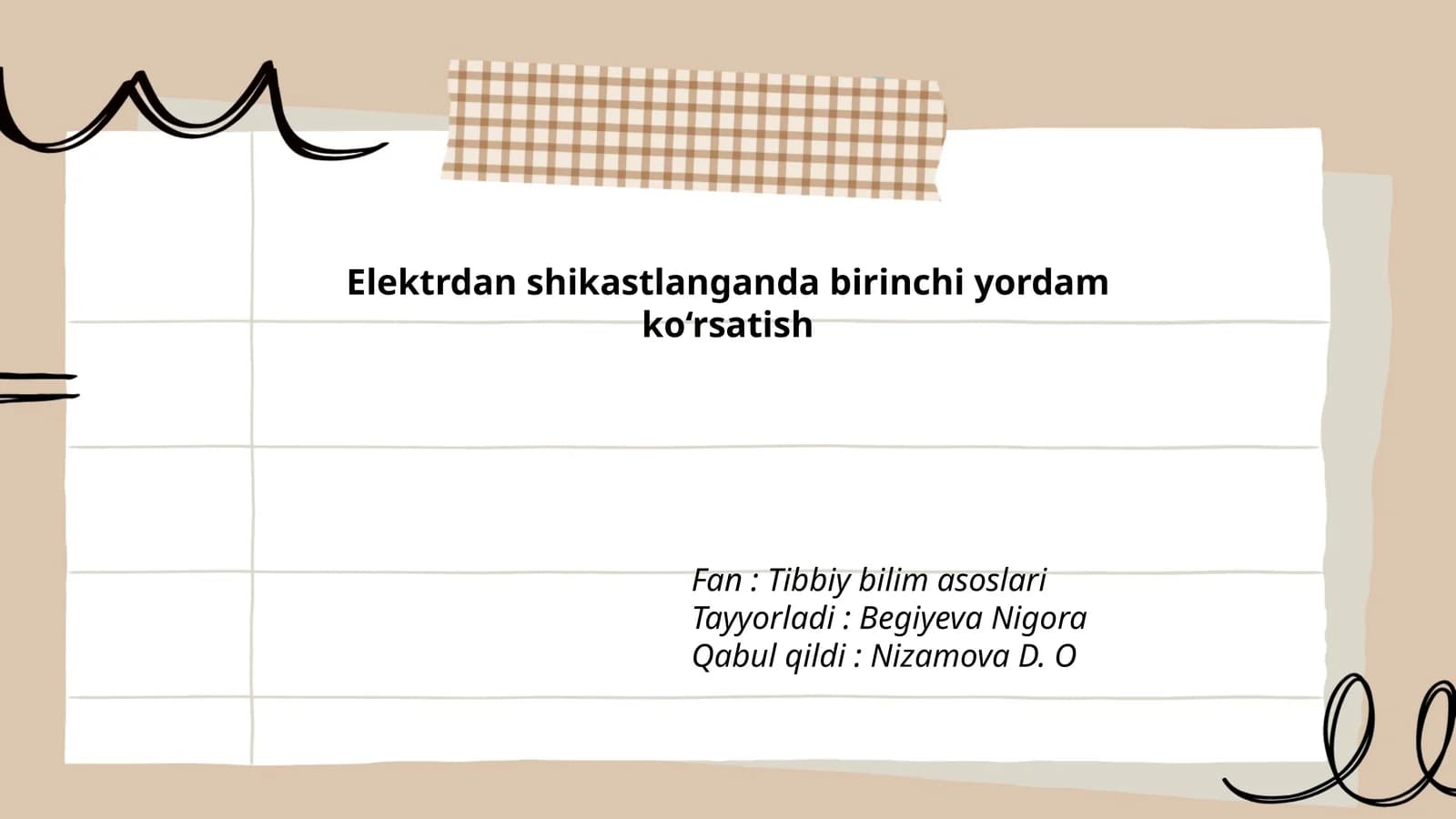Elektrdan shikastlanganda birinchi yordam ko‘rsatish