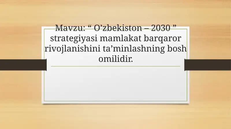 O'zbekiston - 2030