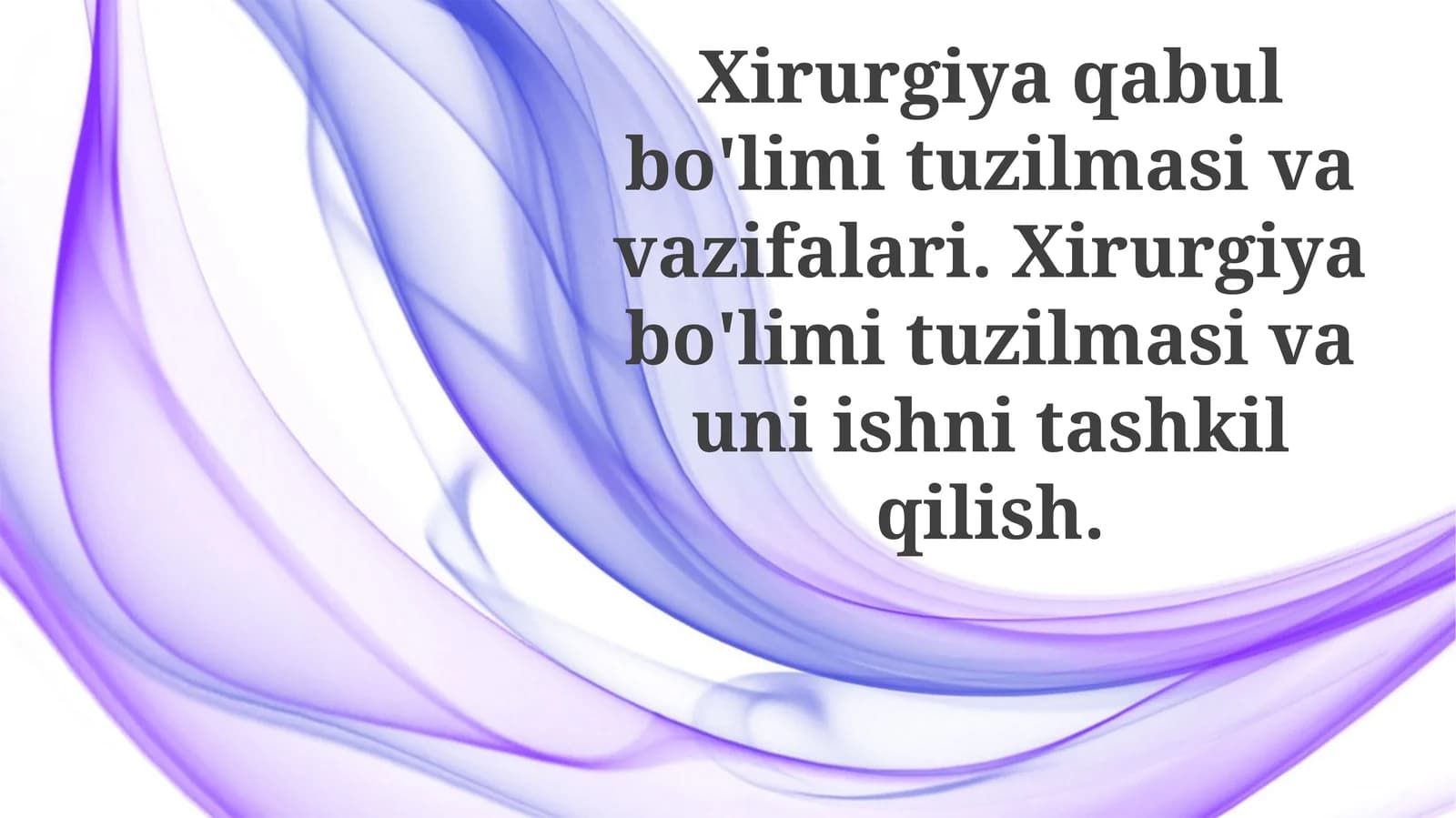 Xirurgiya Qabul Bo'limi Tuzilmasi